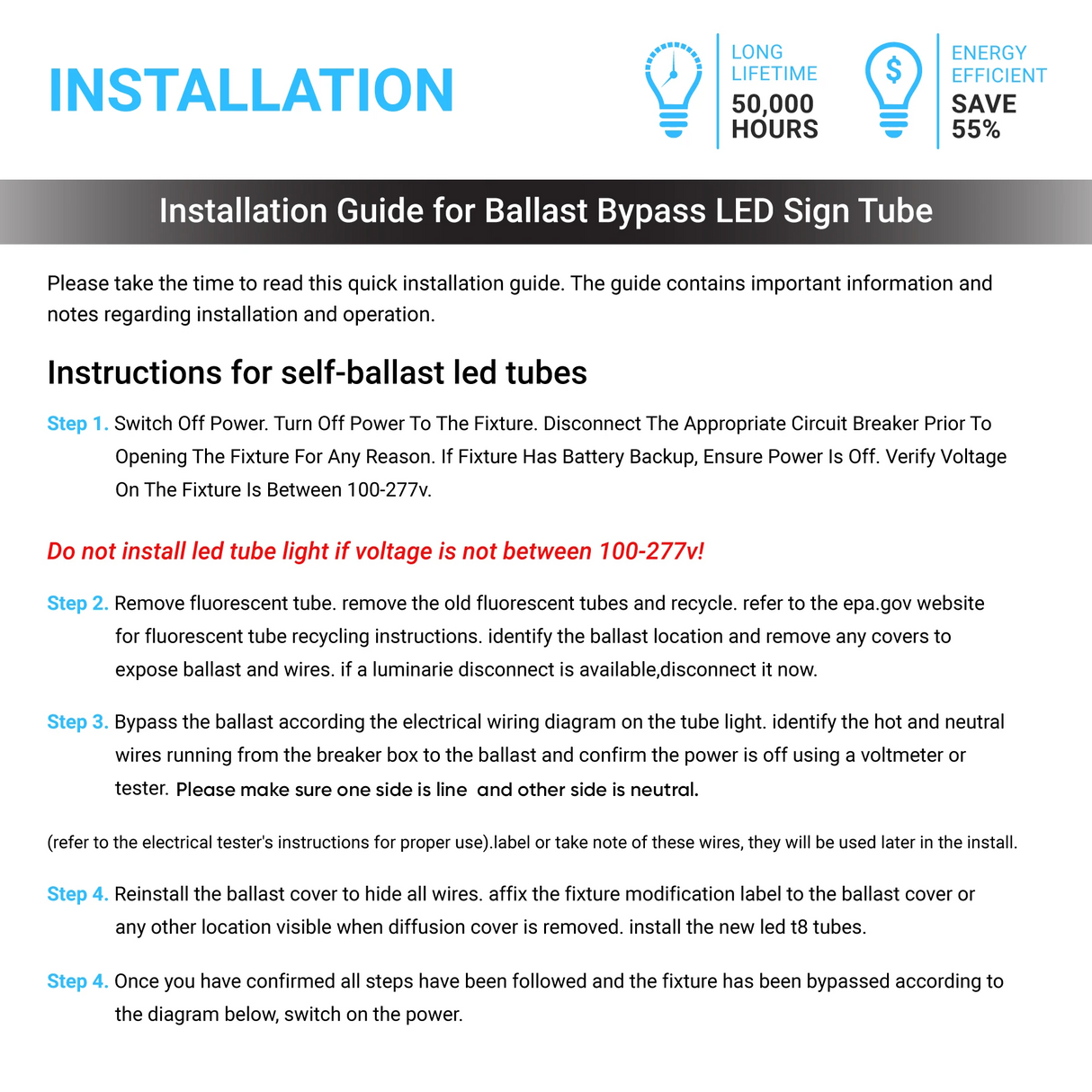 T8 LED Sign Tubes with R17 Base, Ballast-Bypass & Rotatable, Advertisement Lighting