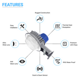 LED Barn Light w/ 3-pin NEMA Photocell, 36/48/60 Wattage Adjustable 3000K/4000K/5000K CCT Changeable, 120-277V, Dusk-To-Dawn, Silver