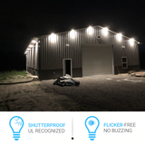 LED Barn Light w/ 3-pin NEMA Photocell, 72/96/120 Wattage Adjustable & 3000K/4000K/5000K CCT Tunable, 120-277V, Dusk to Dawn IP65 Waterproof