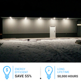LED Barn Light w/ 3-pin NEMA Photocell, 36/48/60 Wattage Adjustable 3000K/4000K/5000K CCT Changeable, 120-277V, Dusk-To-Dawn, Silver
