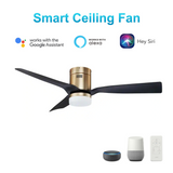 Striver 3 Blade Smart Ceiling Fan with Dimmable LED Light Kit Works with Remote Control, Wi-Fi apps and Voice control via Google Assistant/Alexa/Siri