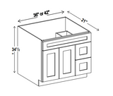 Vanity Sink Base - 36W x 34.5H x 21D - 1D, 2 Left DRW - Grey Shaker Cabinet - RTA