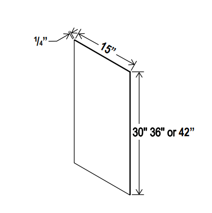 Wall Cabinet Skin Panel - 15W x 30H x 0.25D - Grey Shaker Cabinet - RTA