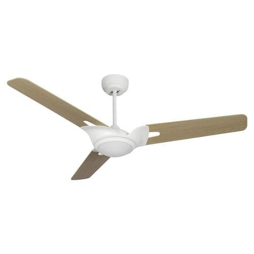 Innovator 52" Modern Wood Pattern Best Smart Ceiling Fan in White w/ LED Light & Remote (3 - Blade) Works w/ Alexa/Google Home/Siri - LEDMyPlace