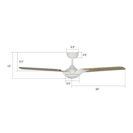 Innovator 52" Modern Wood Pattern Best Smart Ceiling Fan in White w/ LED Light & Remote (3 - Blade) Works w/ Alexa/Google Home/Siri - LEDMyPlace
