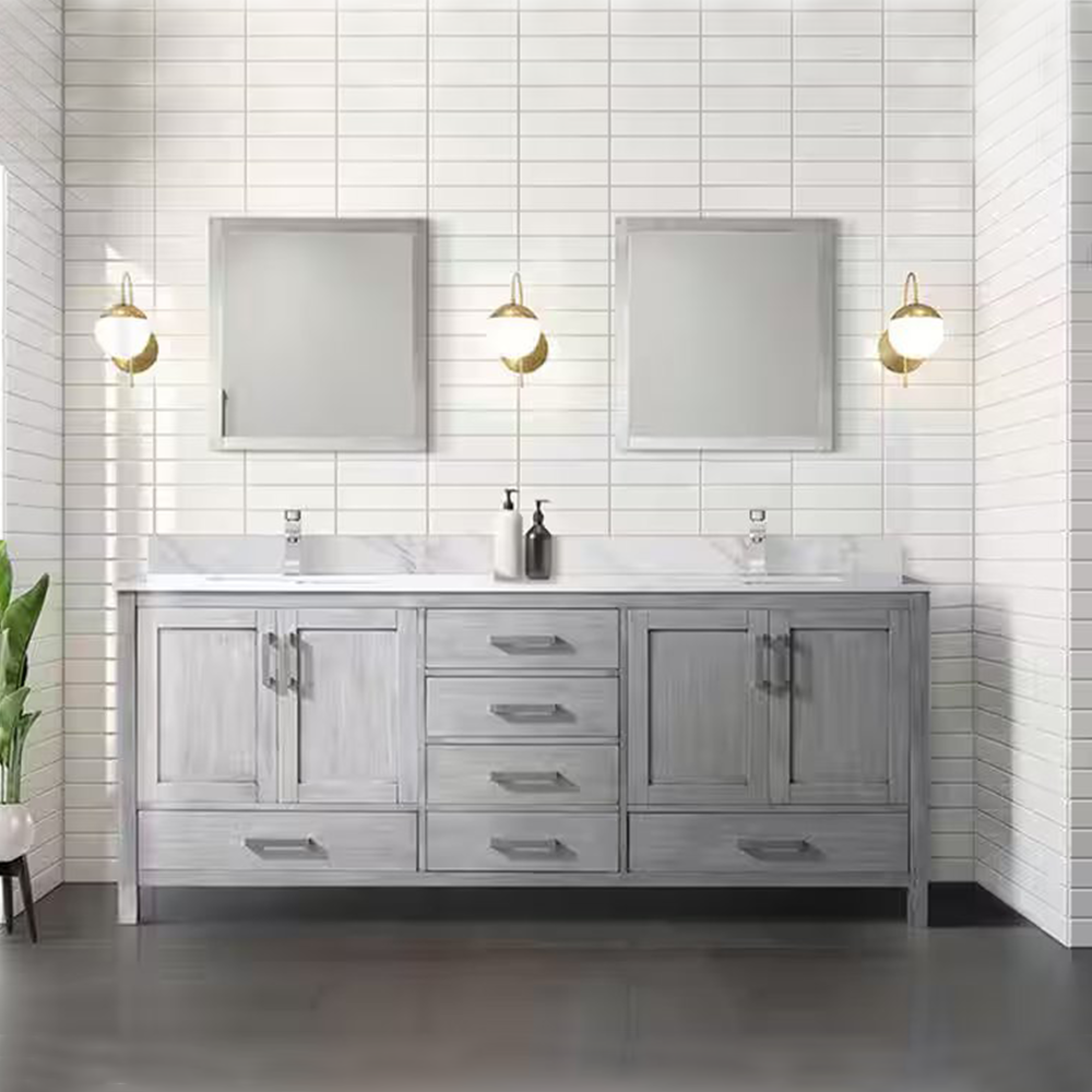 Jacques 80" Distressed Grey Vanity Cabinet Only