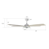 JOURNEY 56 inch 5 - Blade Smart Ceiling Fan with LED Light & Remote - LEDMyPlace