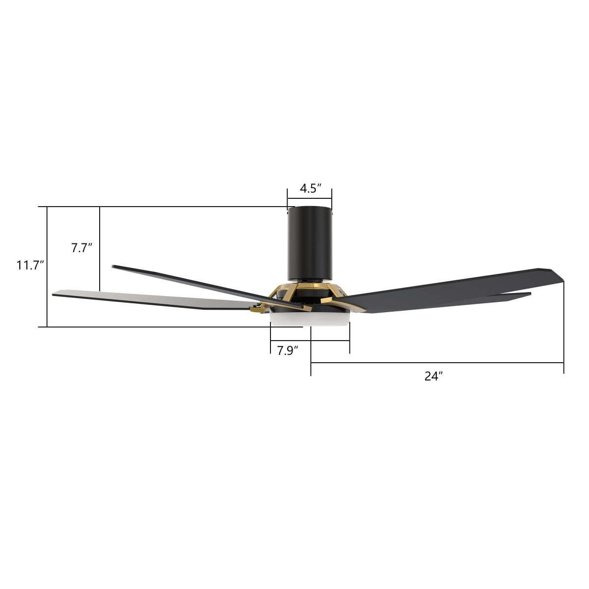 KAJ 48 inch 5 - Blade Flush Mount Smart Ceiling Fan with LED Light & Remote - LEDMyPlace