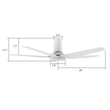 KAJ 48 inch 5 - Blade Flush Mount Smart Ceiling Fan with LED Light & Remote - LEDMyPlace