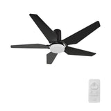 KAJ 52 inch 5 - Blade Flush Mount Smart Ceiling Fan with LED Light & Remote - LEDMyPlace