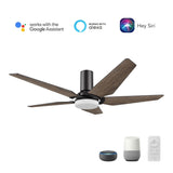 KAJ 52 inch 5 - Blade Flush Mount Smart Ceiling Fan with LED Light & Remote - LEDMyPlace