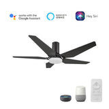 KAJ 52 inch 5 - Blade Flush Mount Smart Ceiling Fan with LED Light & Remote - LEDMyPlace