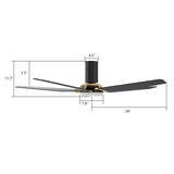 KAJ 52 inch 5 - Blade Flush Mount Smart Ceiling Fan with LED Light & Remote - LEDMyPlace