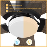 KAJ 52 inch 5 - Blade Flush Mount Smart Ceiling Fan with LED Light & Remote - LEDMyPlace