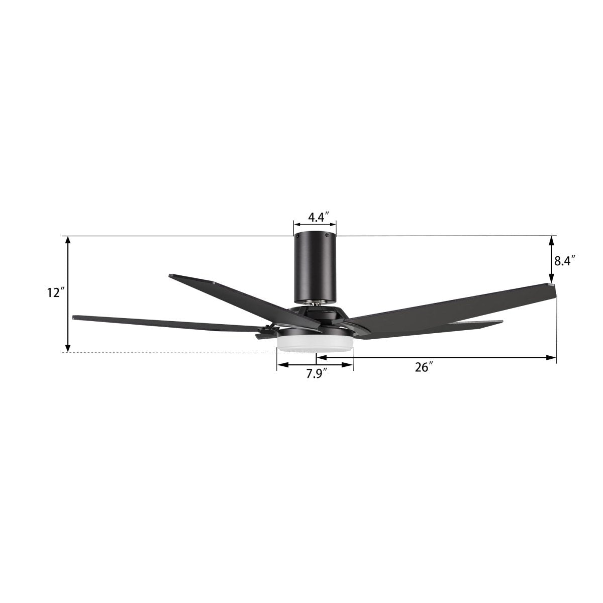 KAJ 52 inch 5 - Blade Flush Mount Smart Ceiling Fan with LED Light & Remote - LEDMyPlace