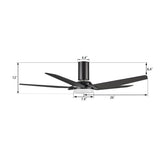KAJ 52 inch 5 - Blade Flush Mount Smart Ceiling Fan with LED Light & Remote - LEDMyPlace