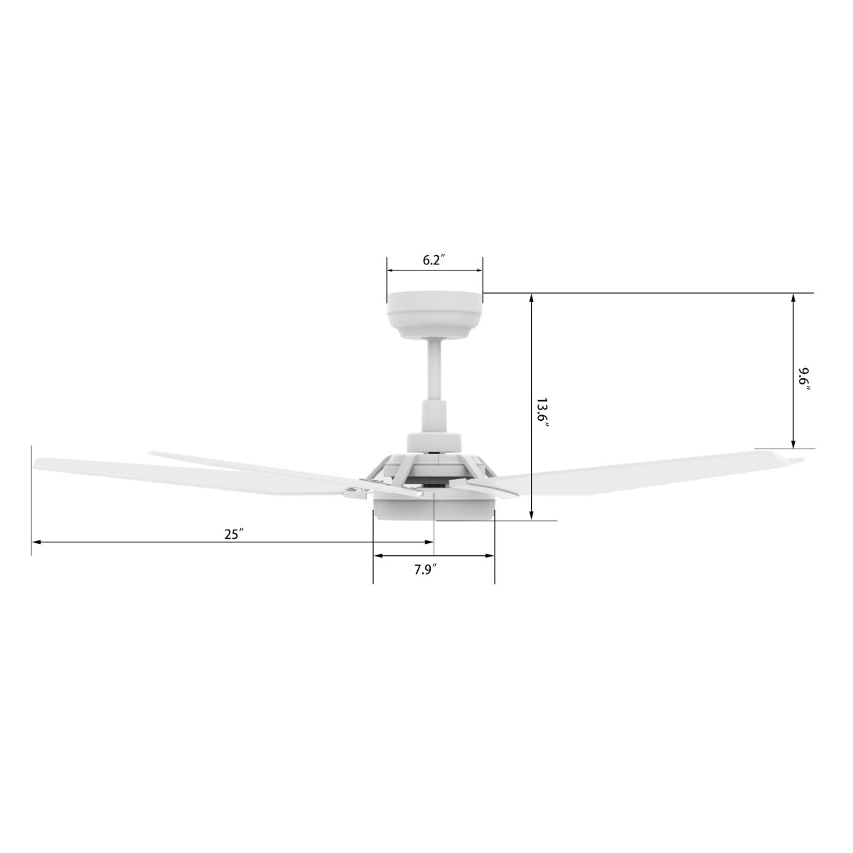 KAJ 52 inch 5 - Blade Smart Ceiling Fan with LED Light & Remote - LEDMyPlace