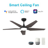 KAJ 52 inch 5 - Blade Smart Ceiling Fan with LED Light & Remote - LEDMyPlace