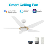KAJ 52 inch 5 - Blade Smart Ceiling Fan with LED Light & Remote - LEDMyPlace