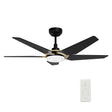 KAJ 52 inch 5 - Blade Smart Ceiling Fan with LED Light & Remote - LEDMyPlace