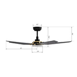 KAJ 52 inch 5 - Blade Smart Ceiling Fan with LED Light & Remote - LEDMyPlace
