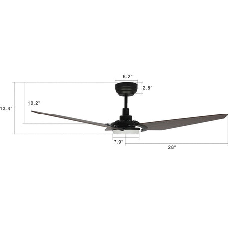 KAJ 56 inch 3 - Blade Smart Ceiling Fan with LED Light & Remote - LEDMyPlace
