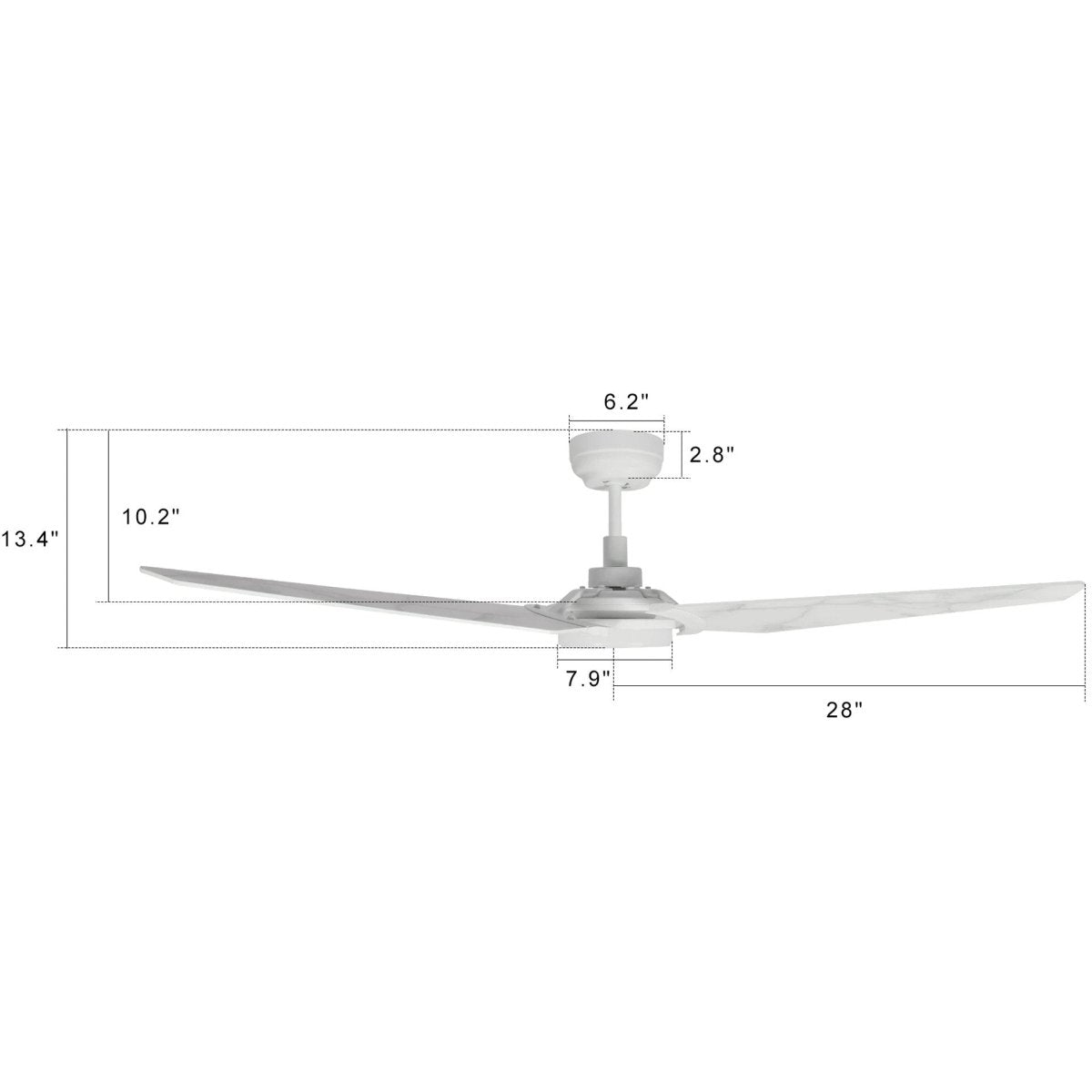 KAJ 56 inch 3 - Blade Smart Ceiling Fan with LED Light & Remote - LEDMyPlace