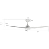 KAJ 56 inch 3 - Blade Smart Ceiling Fan with LED Light & Remote - LEDMyPlace