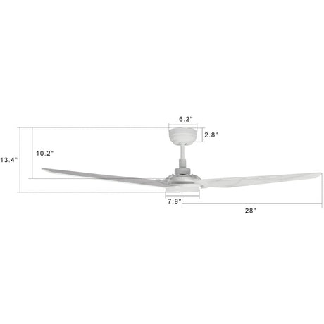 KAJ 56 inch 3 - Blade Smart Ceiling Fan with LED Light & Remote - LEDMyPlace