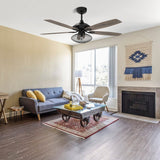 Karson 52 Inch 5 - Blade Best Ceiling Fan With Light & Remote - Black/Wood (Reversible Blades) - LEDMyPlace