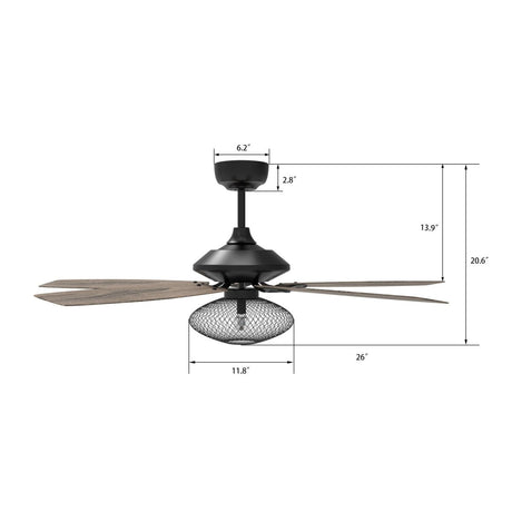 Karson 52 Inch 5 - Blade Best Ceiling Fan With Light & Remote - Black/Wood (Reversible Blades) - LEDMyPlace