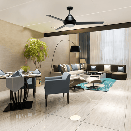 KENDRICK 52 inch 3 - Blade Best Ceiling Fan with LED Light Kit & Remote Control - Black/Black - LEDMyPlace