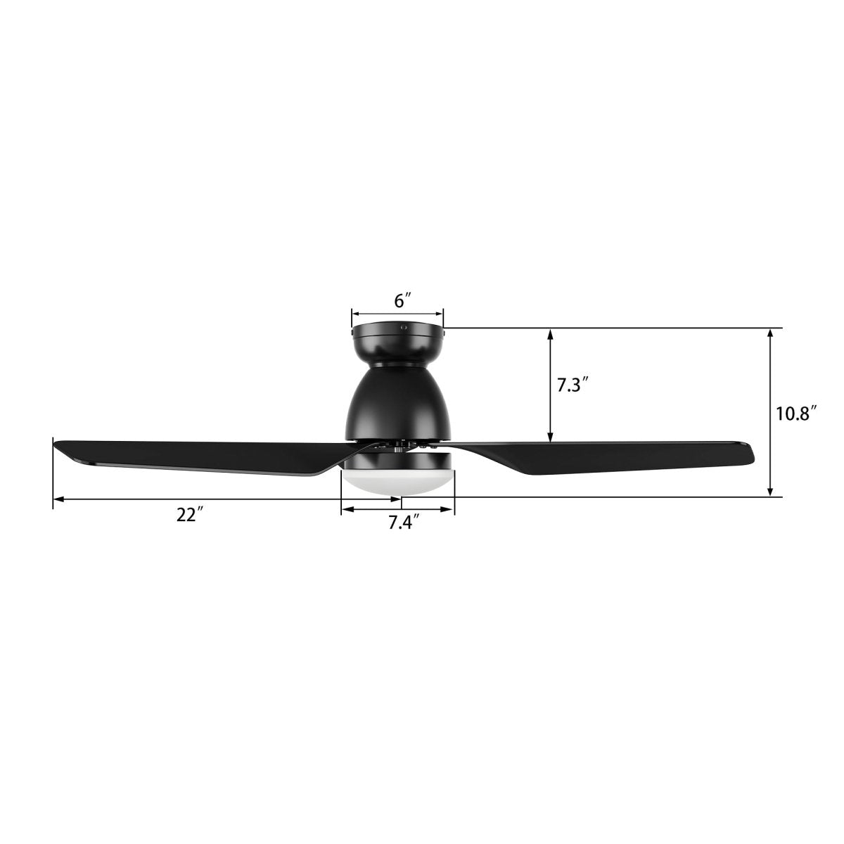KENSEE 44 inch 3 - Blade Flush Mount Smart Ceiling Fan with LED Light & Remote - LEDMyPlace