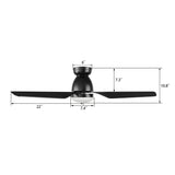 KENSEE 44 inch 3 - Blade Flush Mount Smart Ceiling Fan with LED Light & Remote - LEDMyPlace