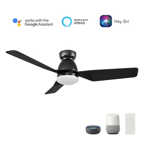 KENSEE 44 inch 3 - Blade Flush Mount Smart Ceiling Fan with LED Light & Remote - LEDMyPlace