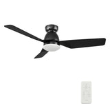 KENSEE 44 inch 3 - Blade Flush Mount Smart Ceiling Fan with LED Light & Remote - LEDMyPlace