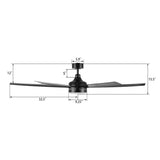 KIMA 65 inch 7 - Blade Ceiling Fan with LED Light & Remote - LEDMyPlace