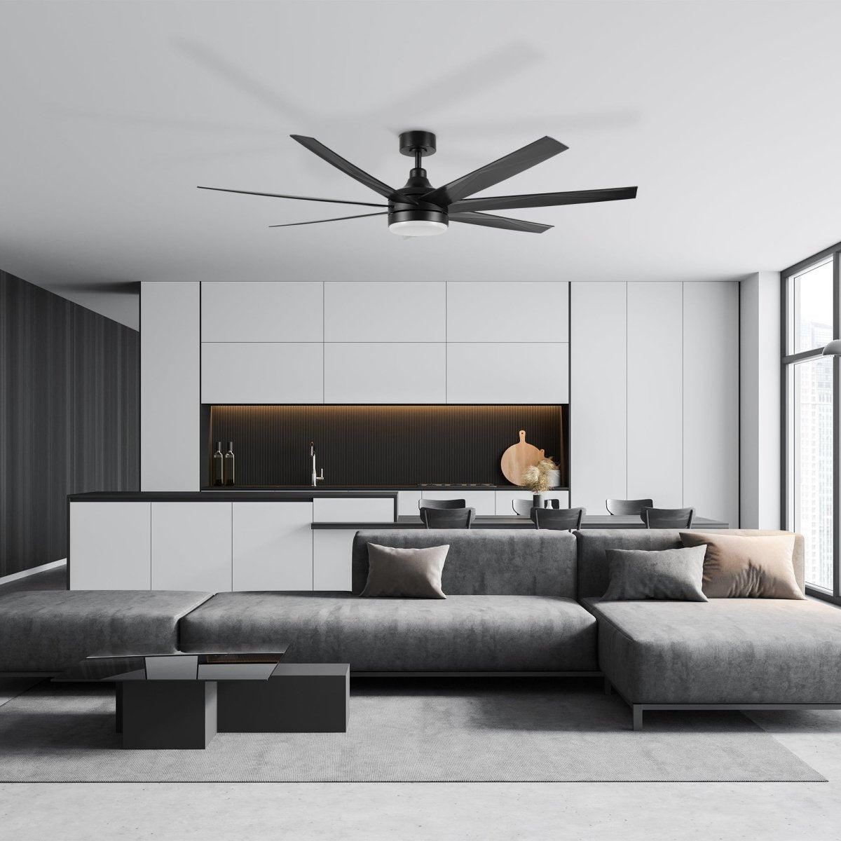 KIMA 65 inch 7 - Blade Ceiling Fan with LED Light & Remote - LEDMyPlace