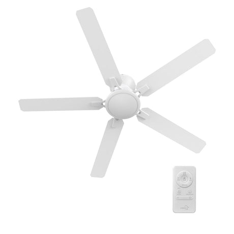 Kipton 52 inch 5 - Blade Ceiling Fan with LED Light Kit & Remote Control - White - LEDMyPlace