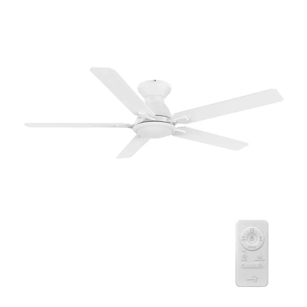 Kipton 52 inch 5 - Blade Ceiling Fan with LED Light Kit & Remote Control - White - LEDMyPlace