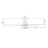 Kipton 52 inch 5 - Blade Ceiling Fan with LED Light Kit & Remote Control - White - LEDMyPlace