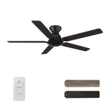 Kipton 52 inch 5 - Blade Ceiling Fan with Remote Control - Black/wooden/Walnut - LEDMyPlace