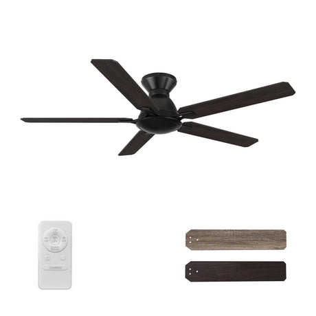 Kipton 52 inch 5 - Blade Ceiling Fan with Remote Control - Black/wooden/Walnut - LEDMyPlace