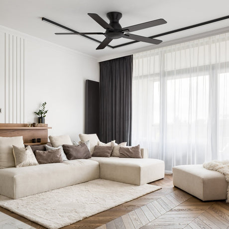 Kipton 52 inch 5 - Blade Ceiling Fan with Remote Control - Black/wooden/Walnut - LEDMyPlace