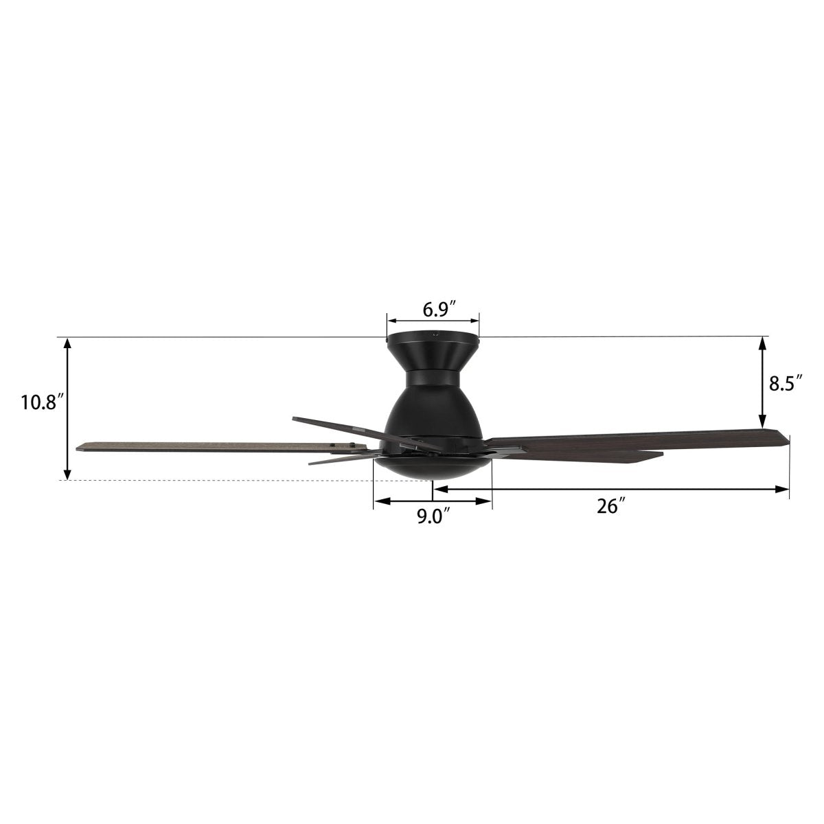 Kipton 52 inch 5 - Blade Ceiling Fan with Remote Control - Black/wooden/Walnut - LEDMyPlace