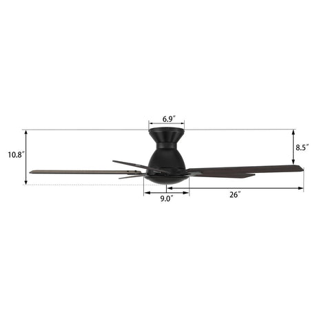 Kipton 52 inch 5 - Blade Ceiling Fan with Remote Control - Black/wooden/Walnut - LEDMyPlace
