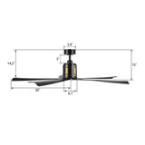 KNOX 60 inch 5 - Blade Ceiling Fan with LED Light & Remote - LEDMyPlace