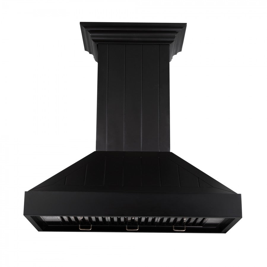 ZLINE 30" Wooden Convertible Vent Wall Mount Range Hood in Black - Includes Motor (KPCC-30)