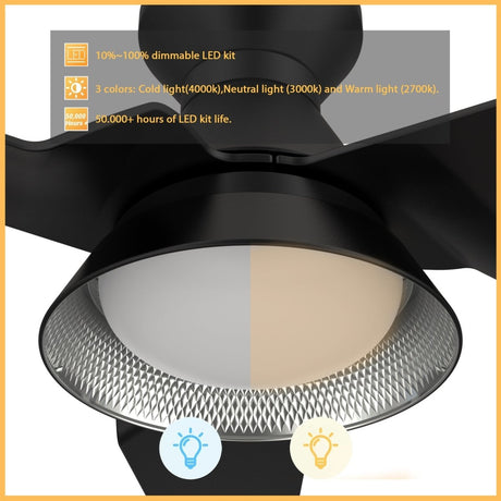 KREIS 52 inch Flush Mount 3 - Blade Smart Ceiling Fan with LED Light & Remote - LEDMyPlace