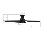 KREIS 52 inch Flush Mount 3 - Blade Smart Ceiling Fan with LED Light & Remote - LEDMyPlace